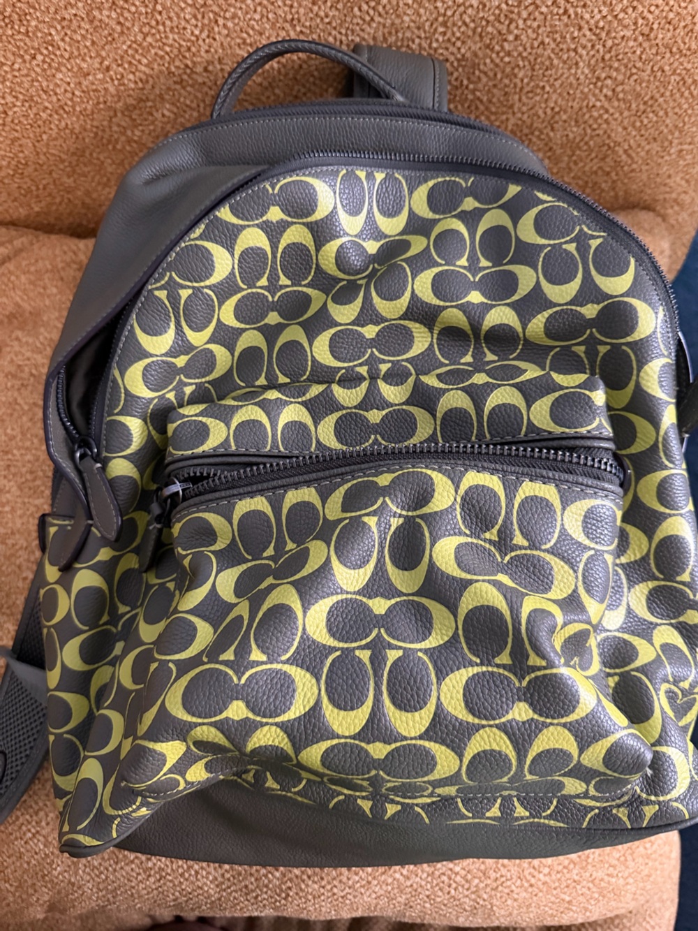 Coach Signature Print Mini Backpack in Yellow and Brown
